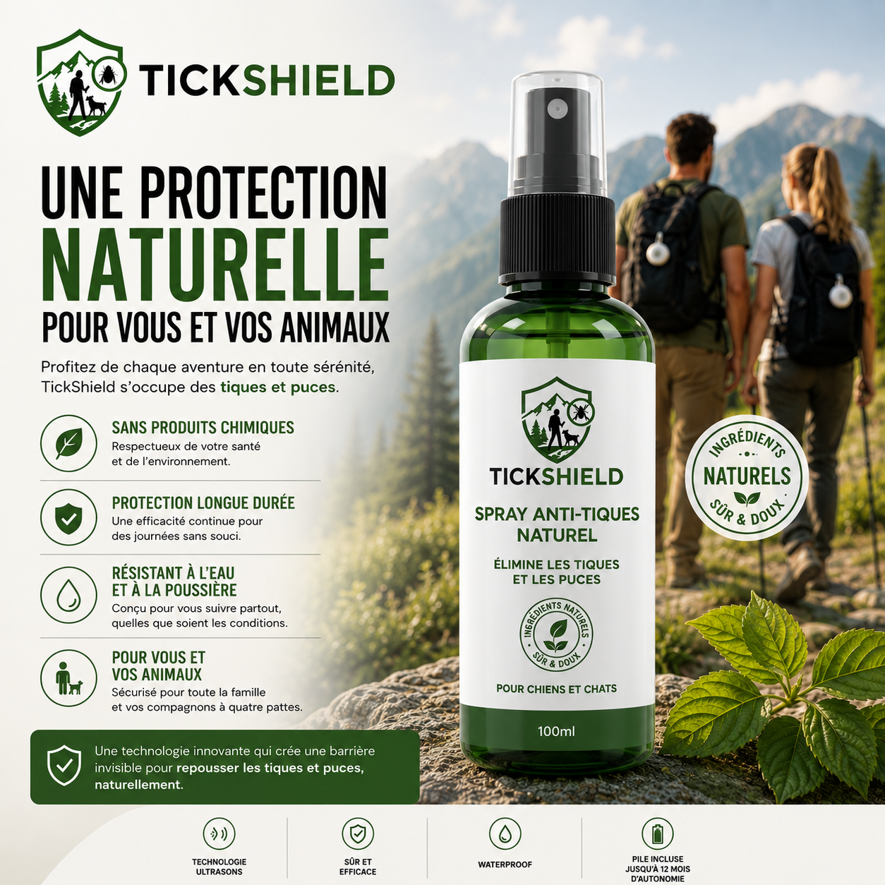 Spray anti-tiques Humain/Chien TickShield