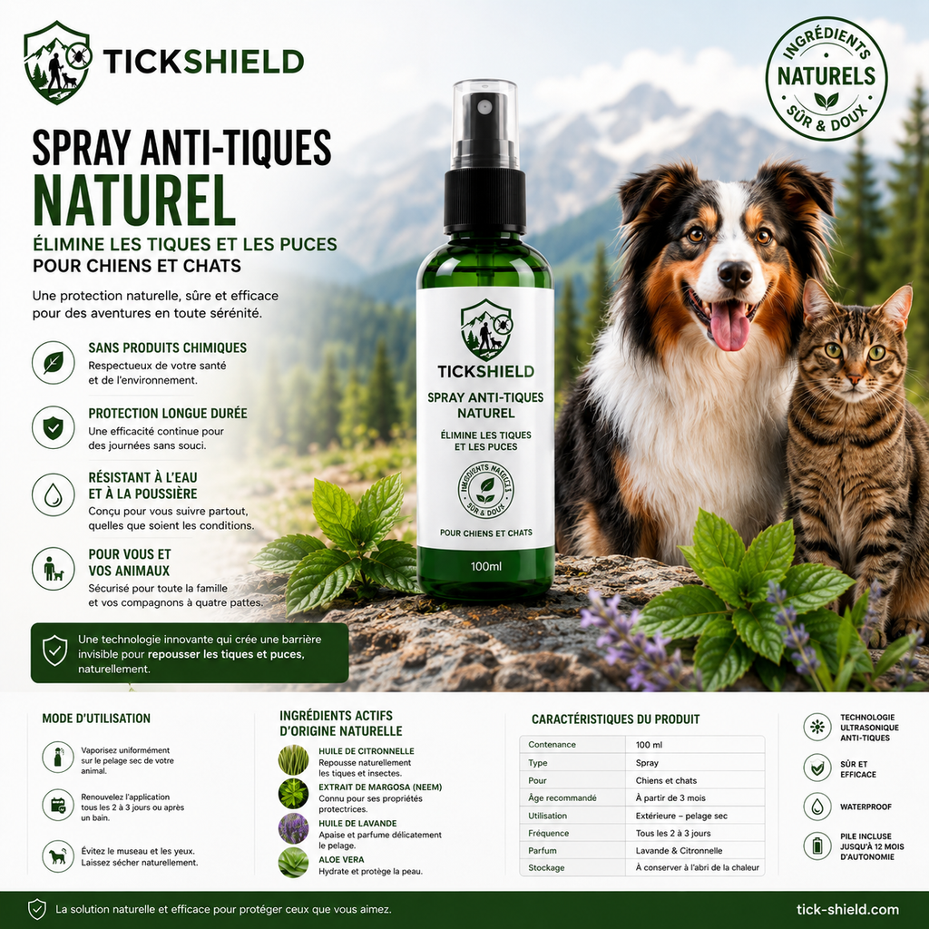Spray anti-tiques Humain/Chien TickShield