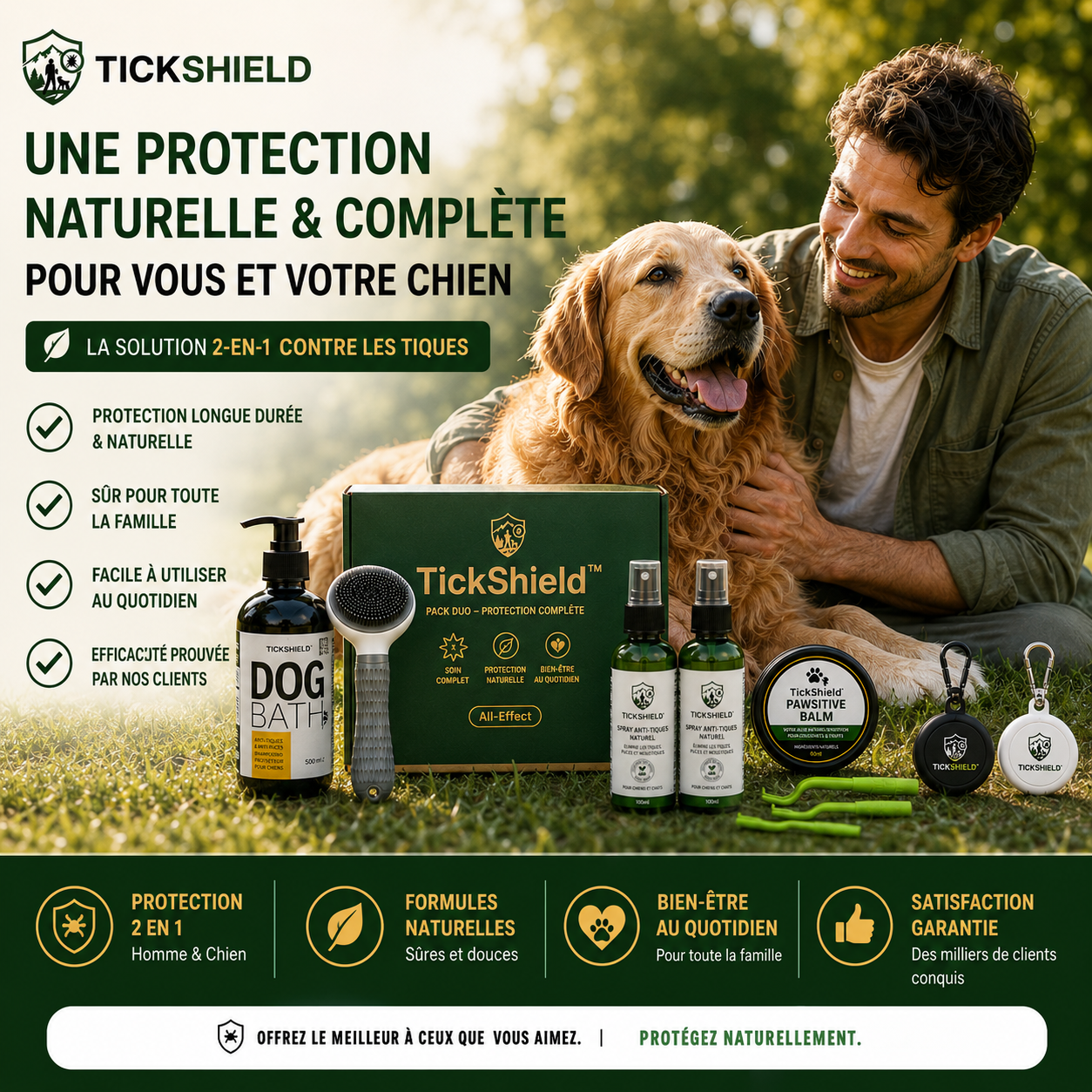 Pack Duo Homme & Chien – Protection Anti-Tiques Complète TickShield